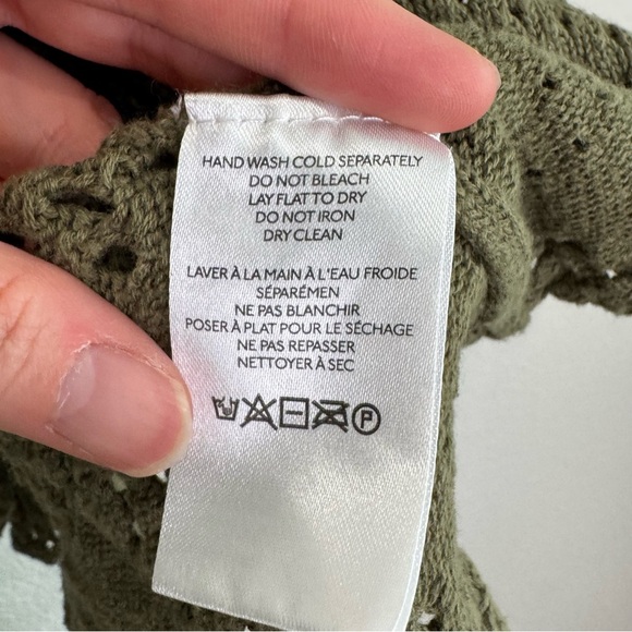 Anthropologie Pilcro Womens Small Pointelle Babydoll Sweater In Green Boho Beach - Picture 5 of 10